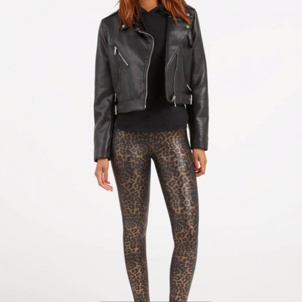 SPANX Faux Leather Leopard Leggings